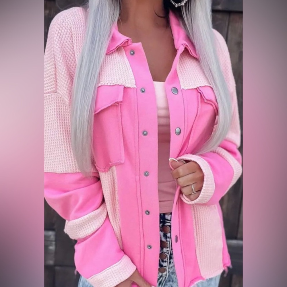 Patchwork Pink Button Up Jacket. - Picture 12 of 16